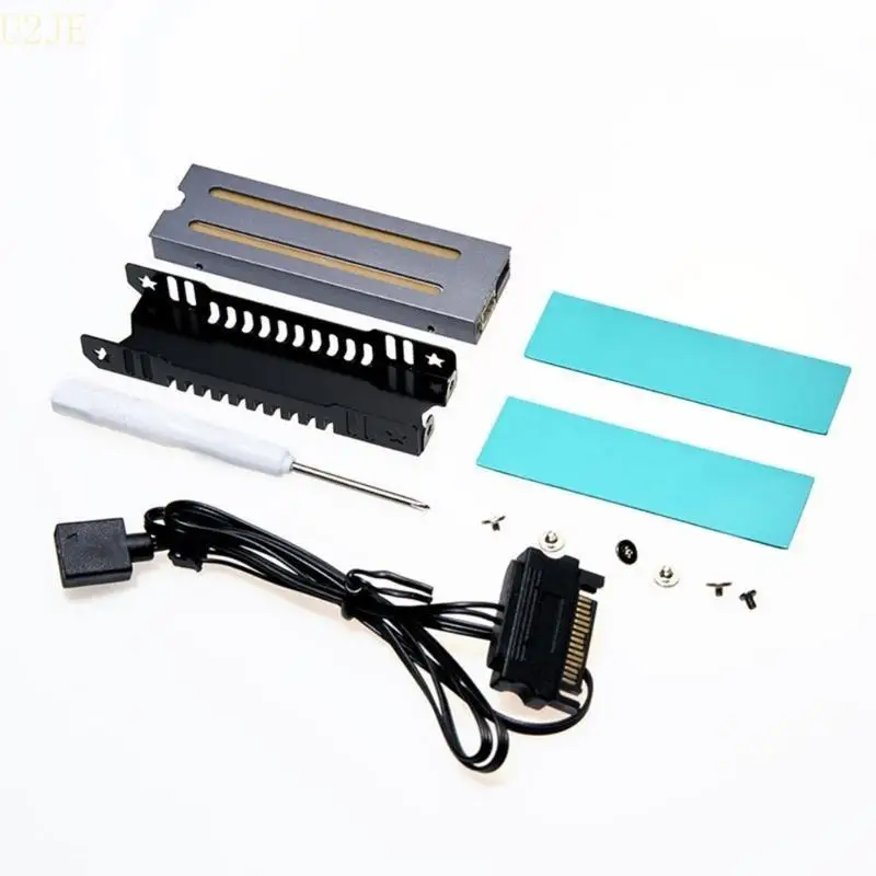 U2JE ARGB Sync M.2 2280 Nvme SSD Coolers RGB M.2 Nvme Radiator Heatsink Thermal Pad