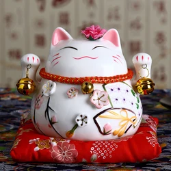 4.5 Inch Japanese Ceramic Lucky Cat Maneki Neko Home Decoration Ornaments Business Gifts Fortune Cat Money Box Feng Shui Craft