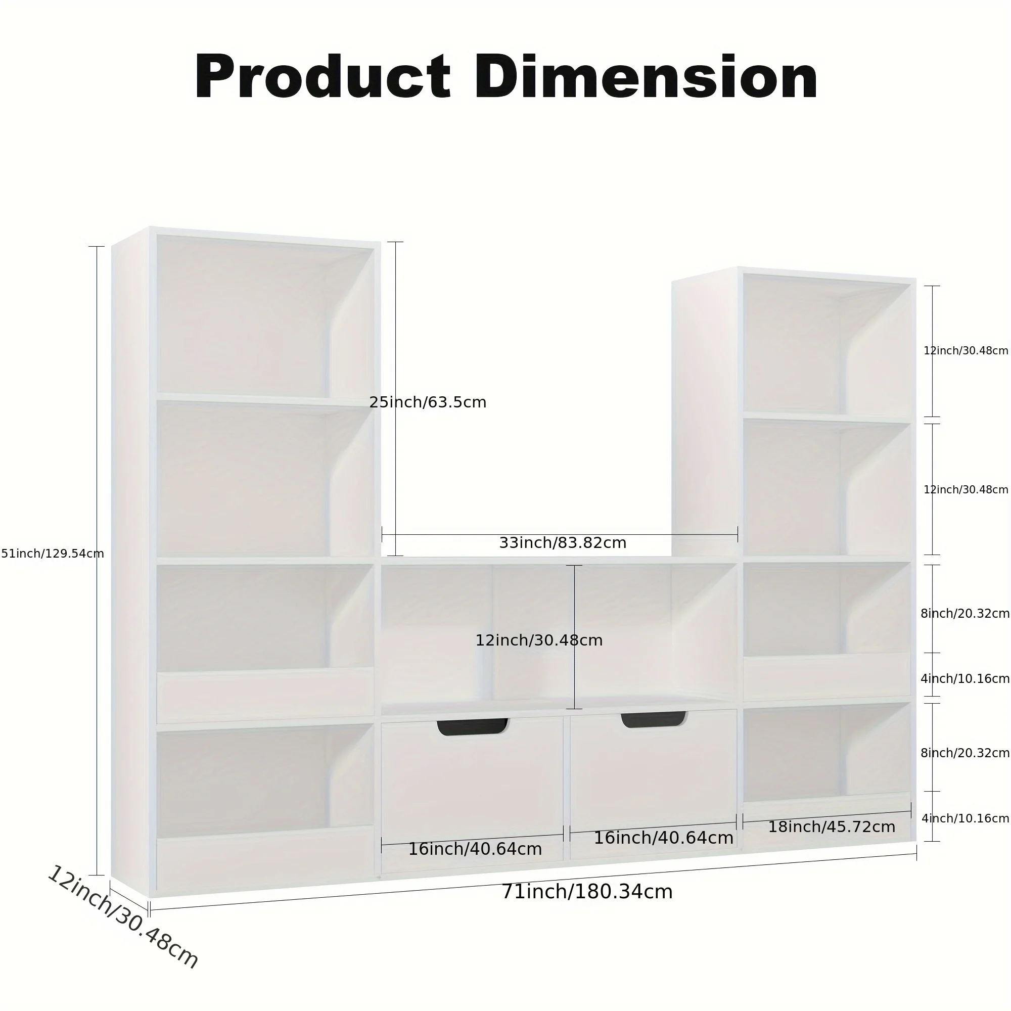 الأسهم الأمريكية خشبية على شكل حرف U كبيرة 4-Layer خزانة الكتب غرفة نوم الأطفال لعبة خزانة الأطفال القراءة رف الكتب الأثاث