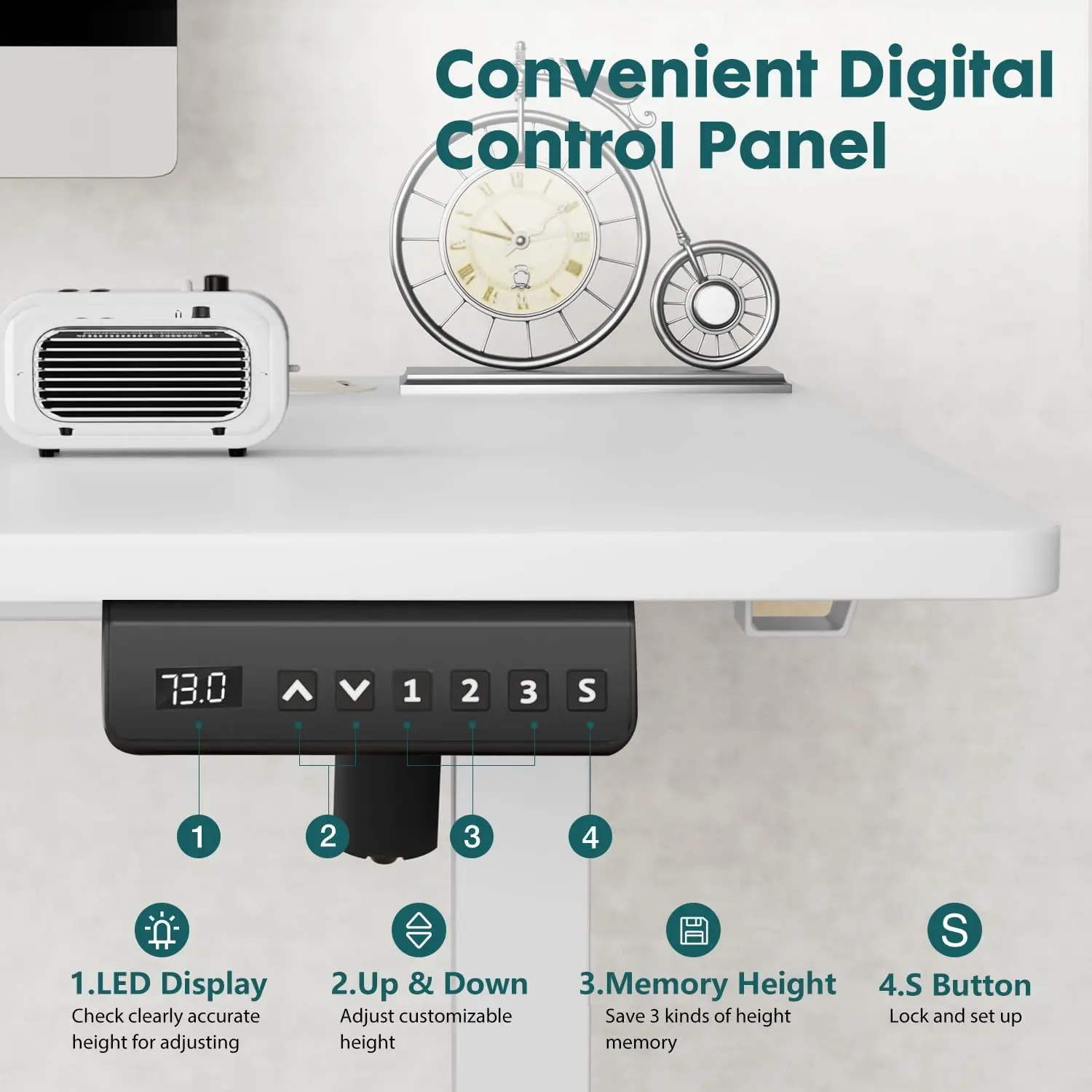 Standing Desk,Adjustable Height Electric Sit Stand Up Down Computer Table,48x24 Inch Ergonomic Rising Desks for Work Office Home