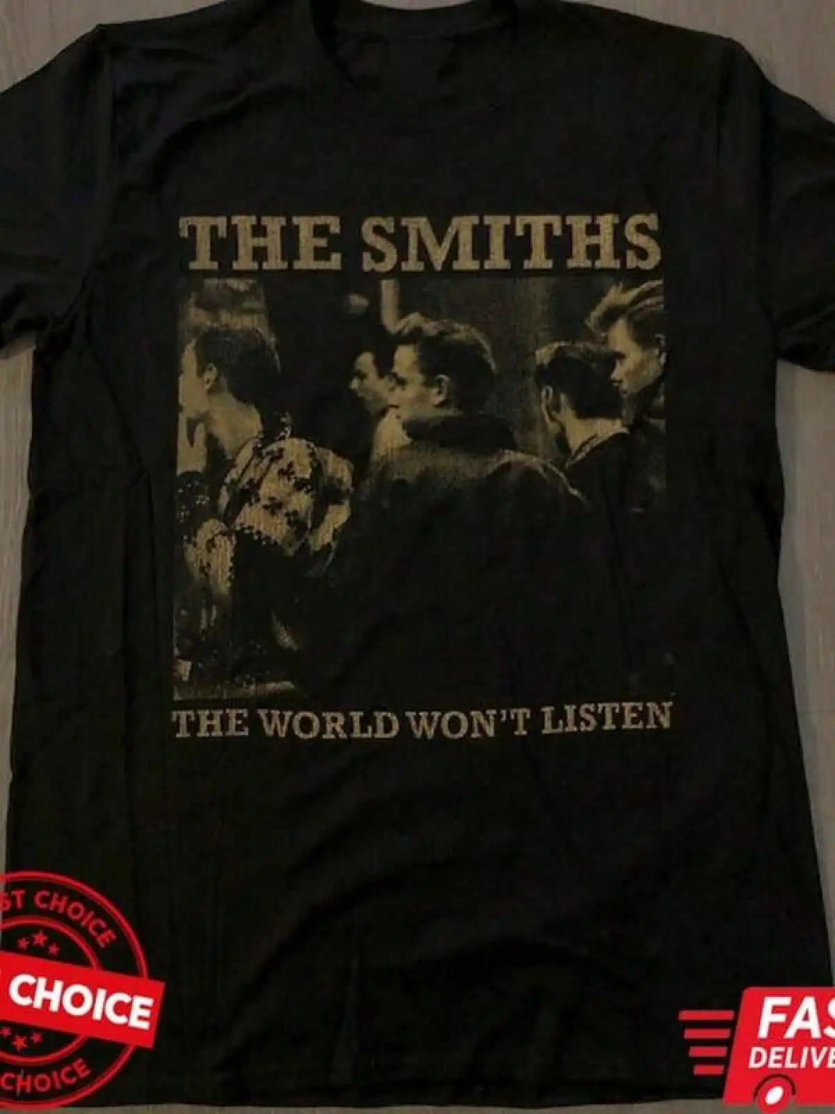 T Shirt Print ,Graphic-Cotton Tees Size Plus,Smiths World World Won'listen Men Black-Shirt S-3XL Q52782,Y2K,Oversized Shirt