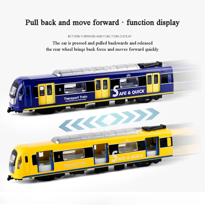 Large Simulation Alloy Train Model City Metal Diecast Subway Sound And Light Pull Back Car Kids Toy Boy Gift