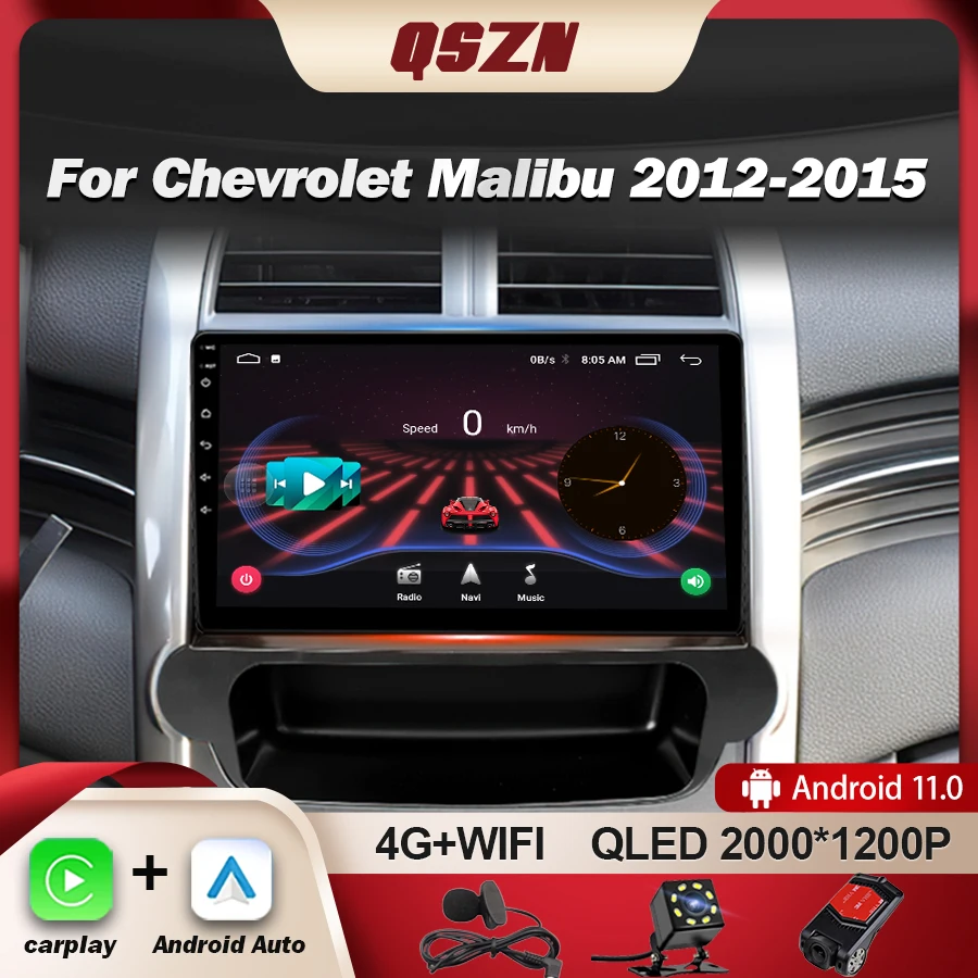 

QSZN For Chevrolet Malibu 2012-2015 Android 13 Carplay Car Radio Stereo Audio GPS Navigation Multimedia Video Player Touchscreen