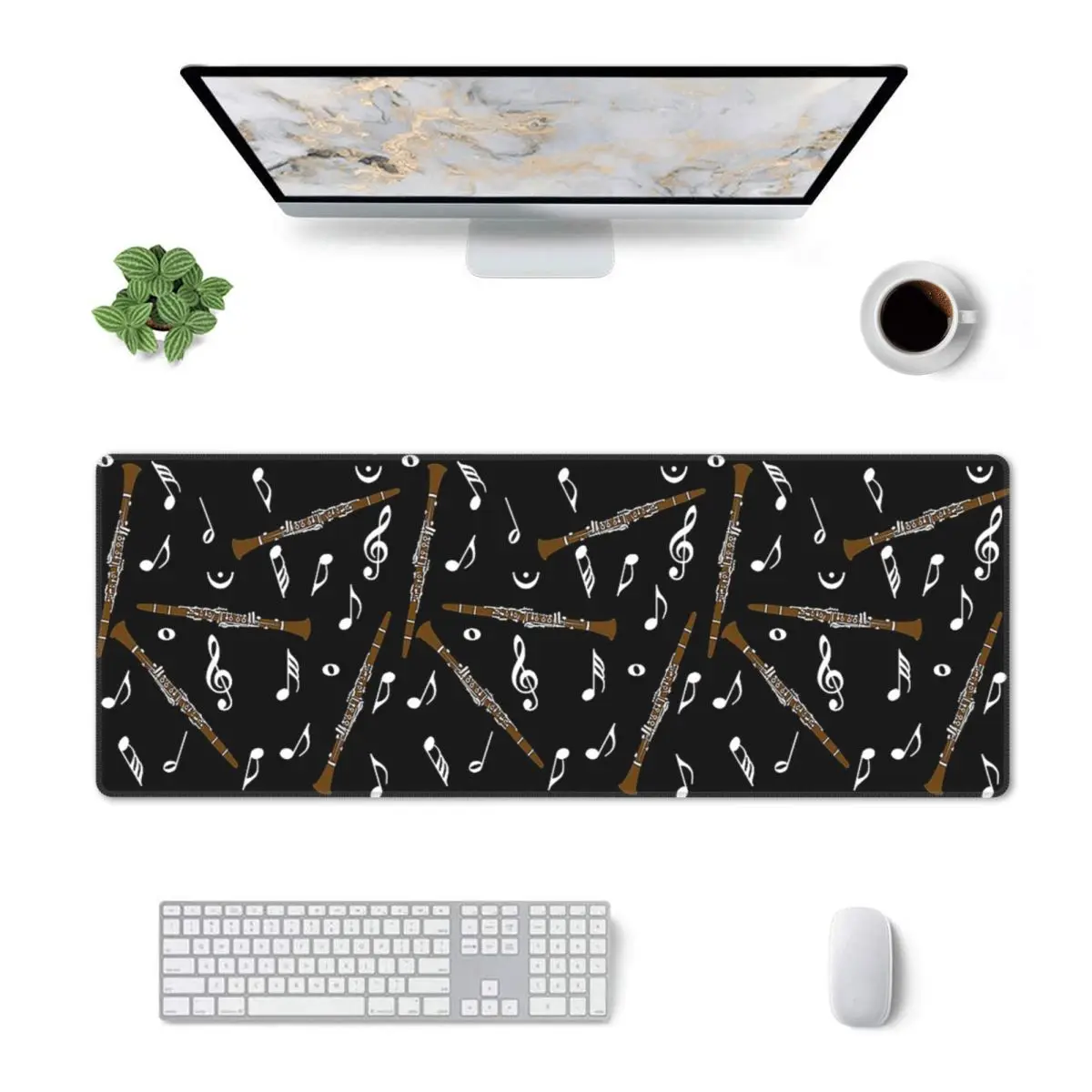 Large Mouse Pad Clarinet Music Note Pattern Gamer PC Laptop Mats Keyboard Carpet Computer Gaming Office Accessories Desk Mat