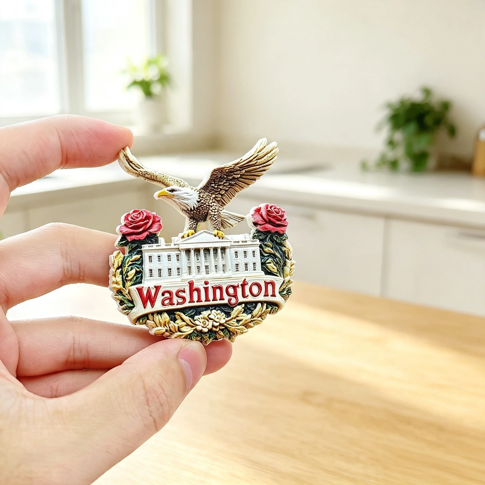 Washington DC USA 3D Resin Fridge Magnet Eagle White House Design Travel Souvenir Refrigerator Magnetic Sticker Home Collection