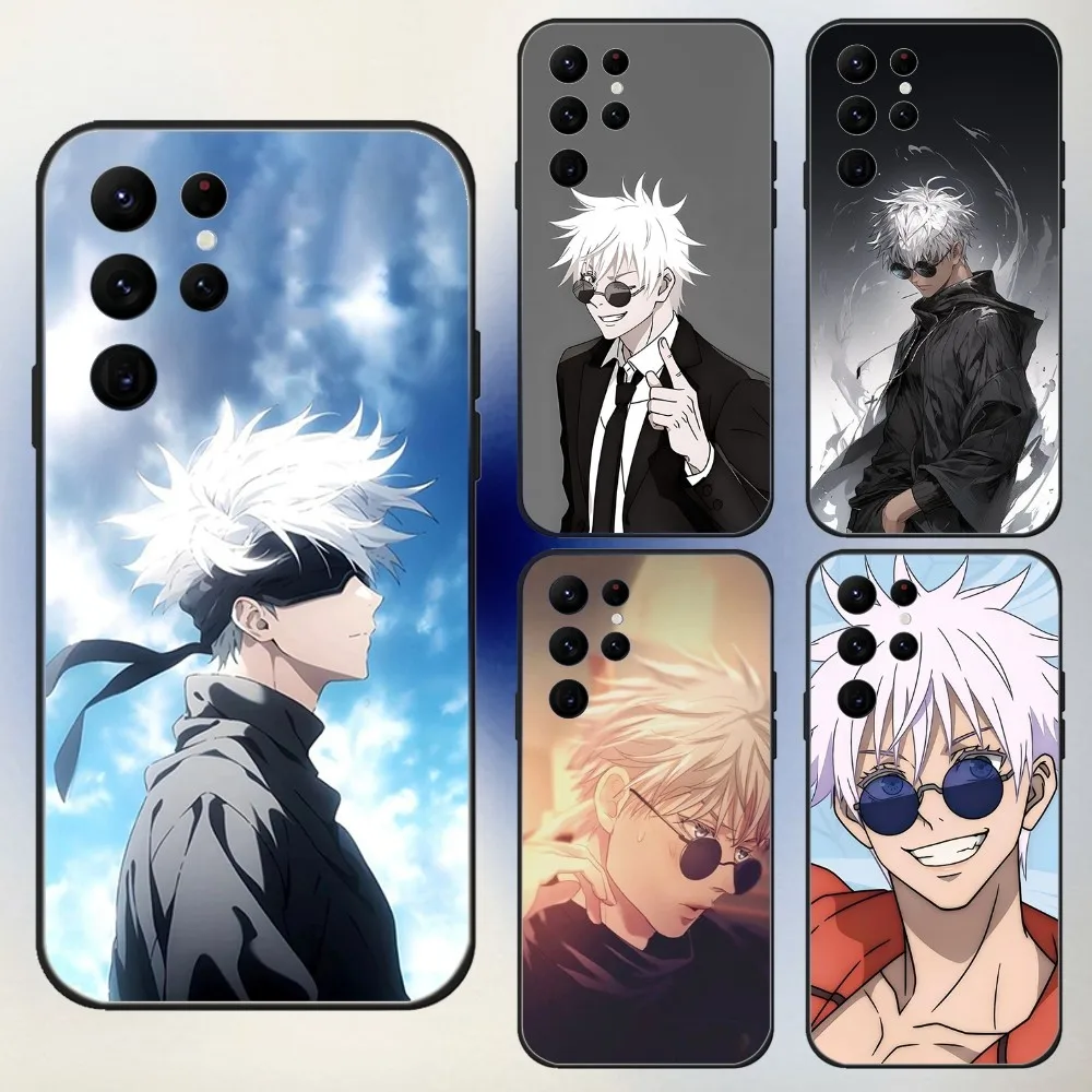 

G-Gojo Satoru J-JujutsuS K-KaisenS Phone Case For Samsung S24,23,22,30,21,10,9,Ultra,Plus,Lite,FE,5G Black Soft Case
