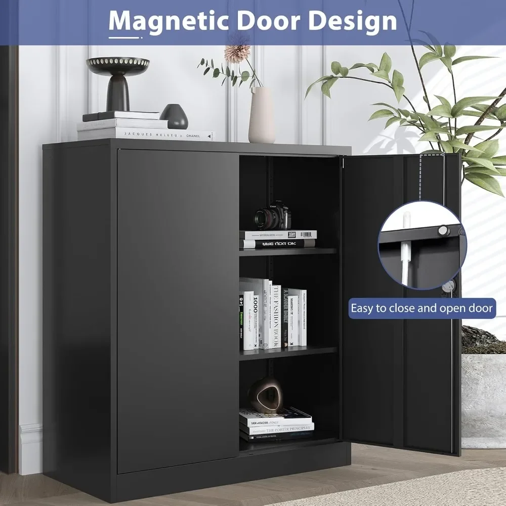 

Lockable tool cabinet Metal garage storage cabinet,with double doors and adjustable shelves, and home office