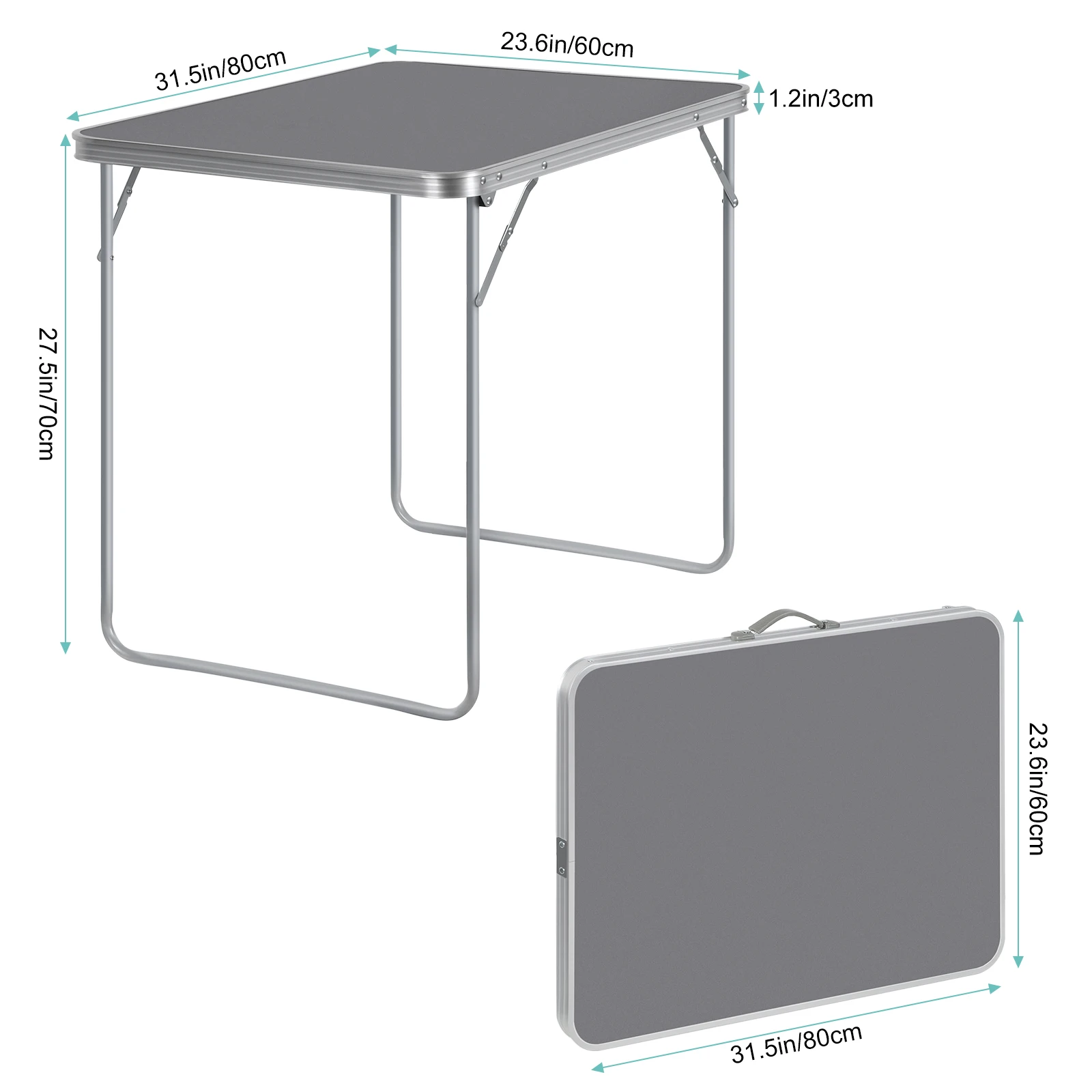 Portable Outdoor Folding Table w/Rectangular Design, Multi-Use Camping/Home/Learning Dining Table - Lightweight & Space-Saving