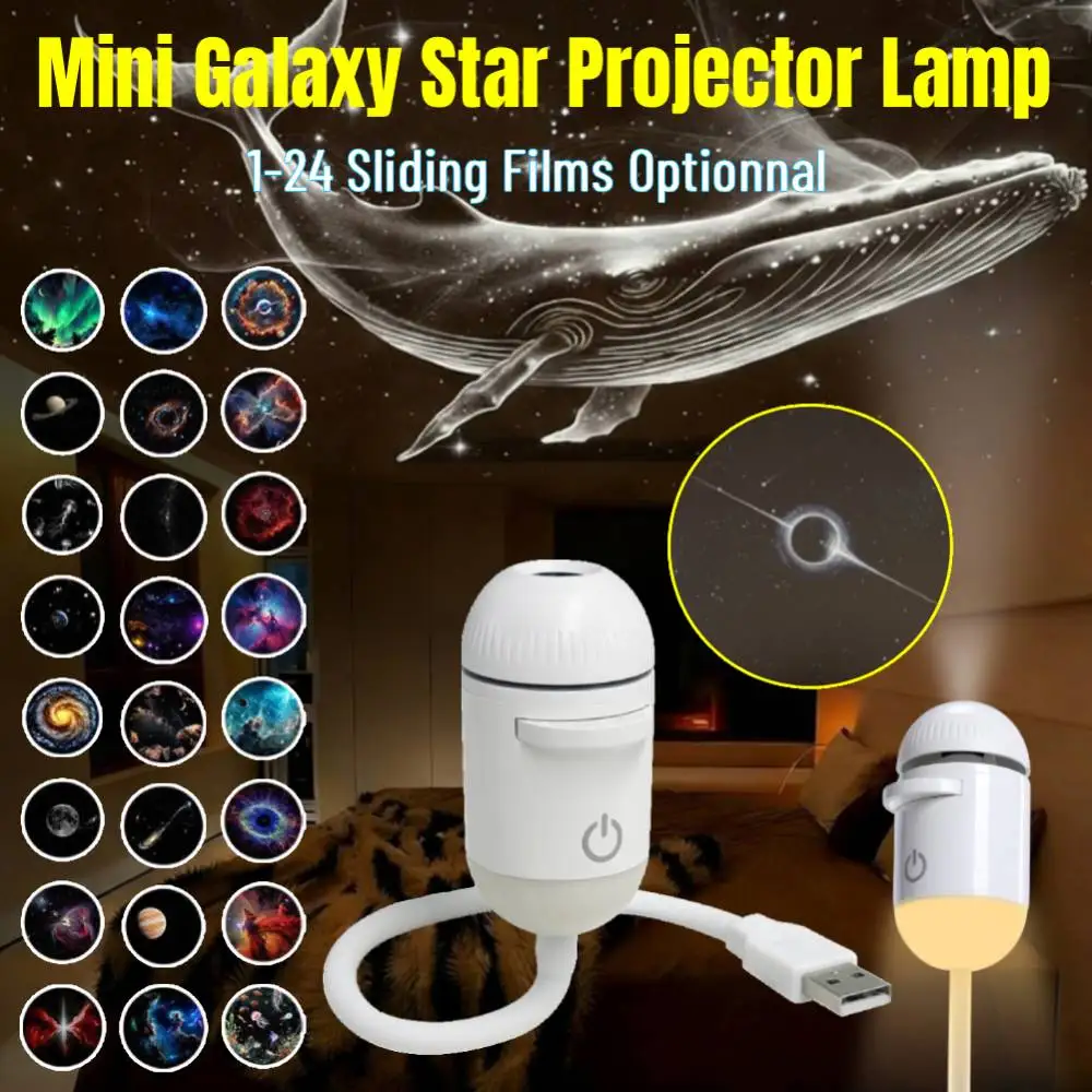 Mini Galaxy Star Night Light Projector 360°Adjustable Brightness LED Galaxy Projector Night Light for Bedroom Ceiling Wall Decor view 2