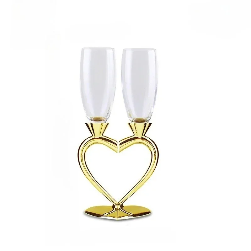 A set Heart-shaped Crystal Champagne Glasses Wedding Gifts Party Couple Pairs Wine Accessories Tall Glasses Whiskey Glasses