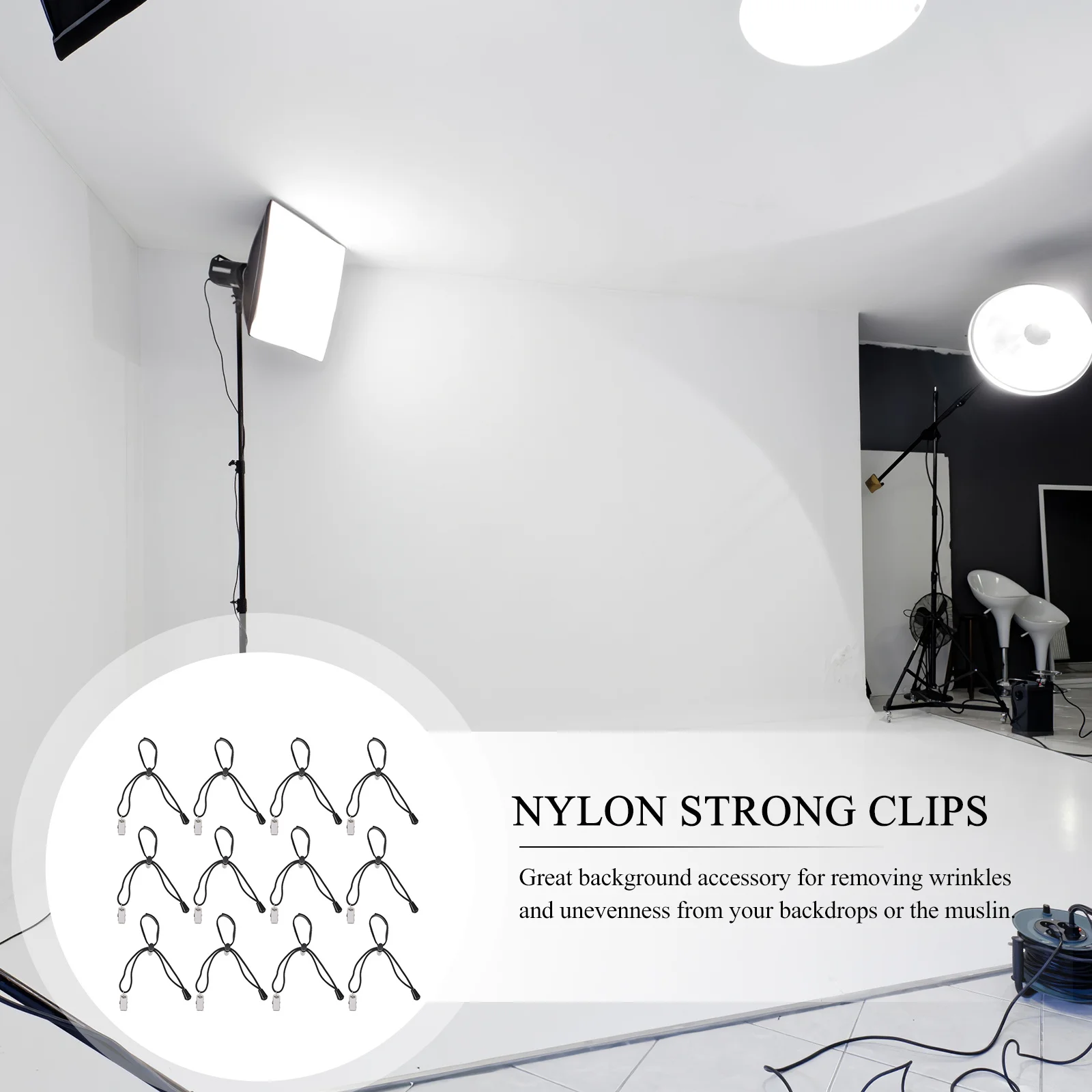 

12Pcs Background Clips Studio Strong Nylon Clamp Adjustable Multi-Function Backdrop Holder for Photography Video Production