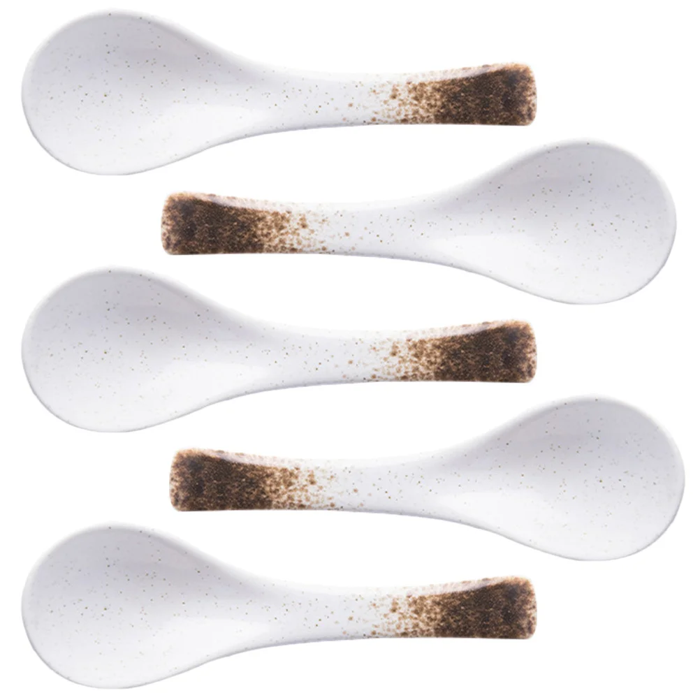 

5Pcs Ceramic Soup Spoons Japanese Ramen Noodles Spoons Heat Resistant Food Serving Tools Food Spoon Soup Spoon