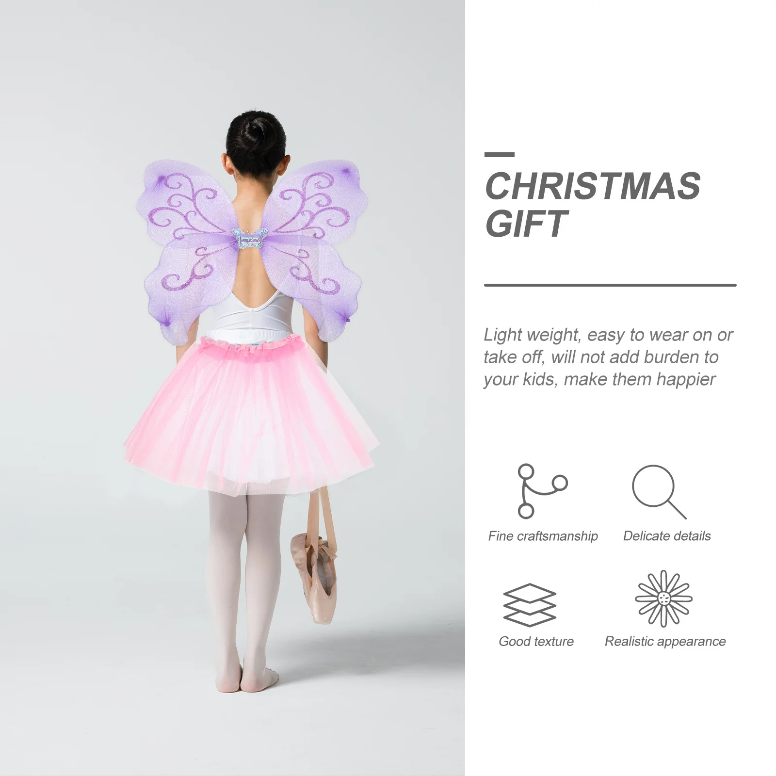 

4Pcs Fairy Wings Angel Butterfly Costume Props Pink Blue Purple Red Dress Up Accessories for Role Play