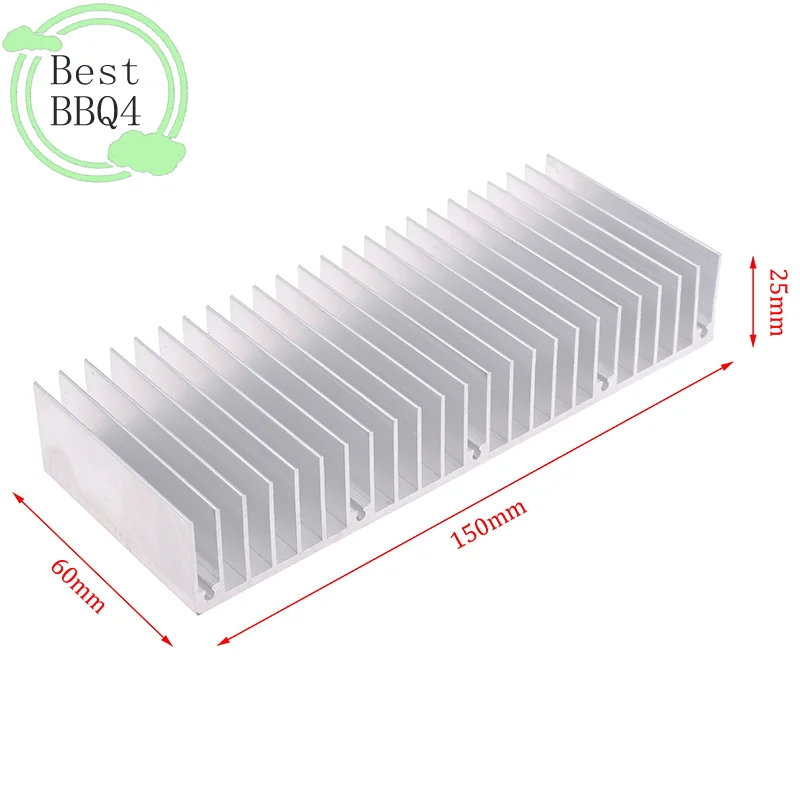 

Алюминиевый радиатор-теплоотвод BBQ4 150x60x25 мм, экструдированный, для светодиодов и электроники