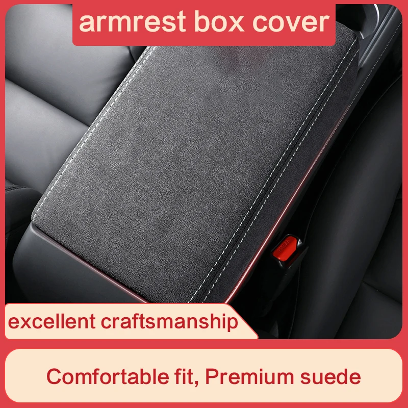 Applicable to Tesla Armrest Cover Protective Cover Model 3/Y Suede Fur Central Hand Pad Cover Modified Decoration Accessories