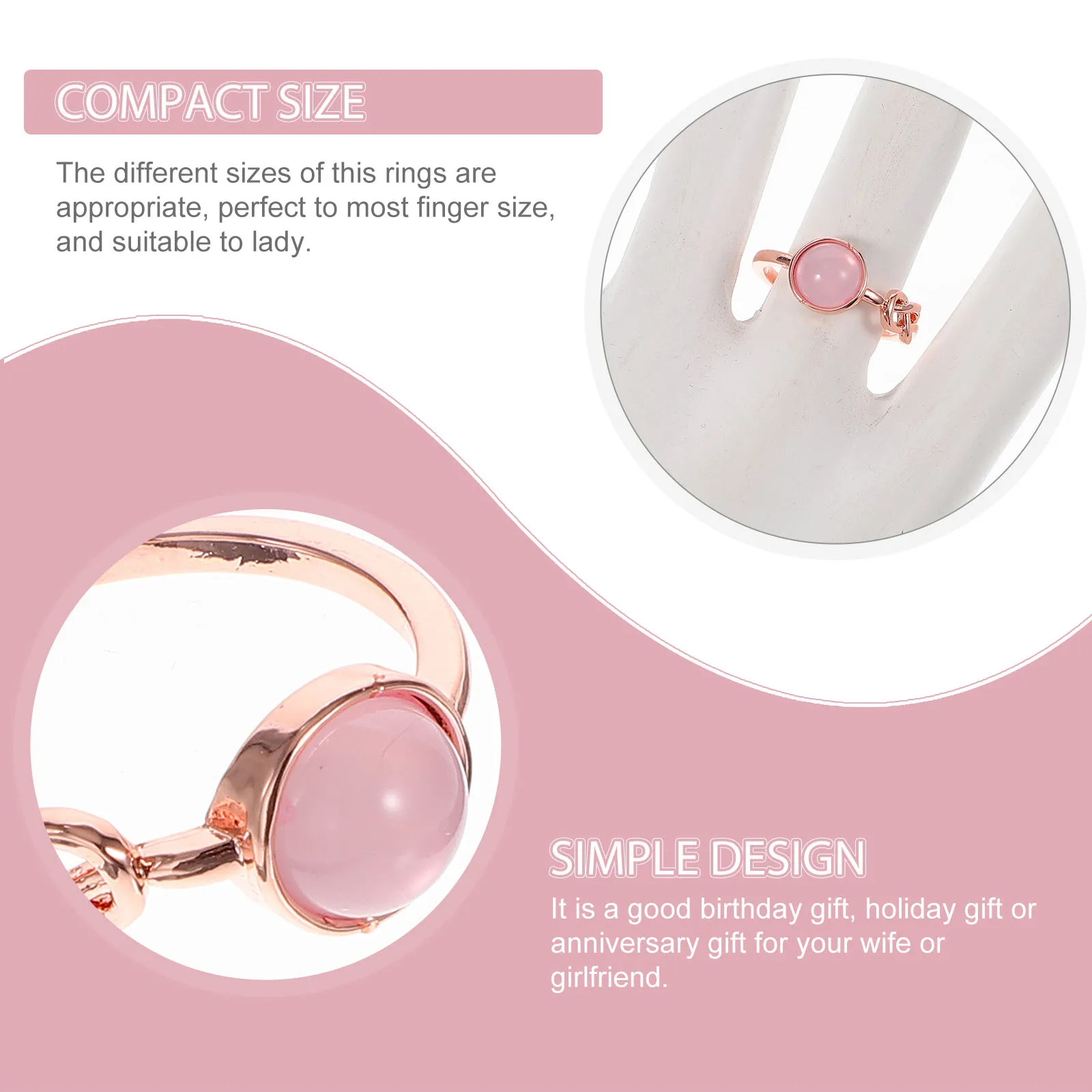 

5 Pcs Moonstone Stackable for Women Engagement Jewelry Statement Alloy Couple Gift