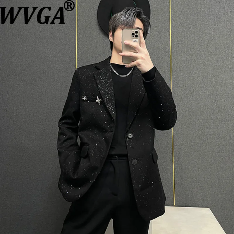 WVGA Spring Autumn New Men High-end Starry Sky Design Gold Dots Stylish Blazer Niche Chic Casual Turn-Down Collar Jackets W28702