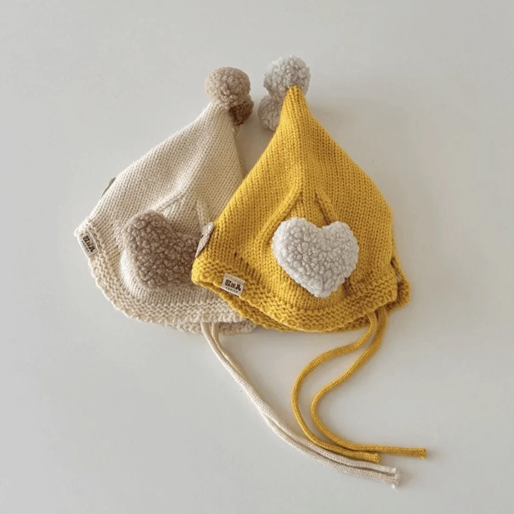 

Cute Winter Baby Crochet Hat Cold-Resistant 6-24 Months Toddler's Knitted Hat Solid Color Thermal Ear Protection Hat