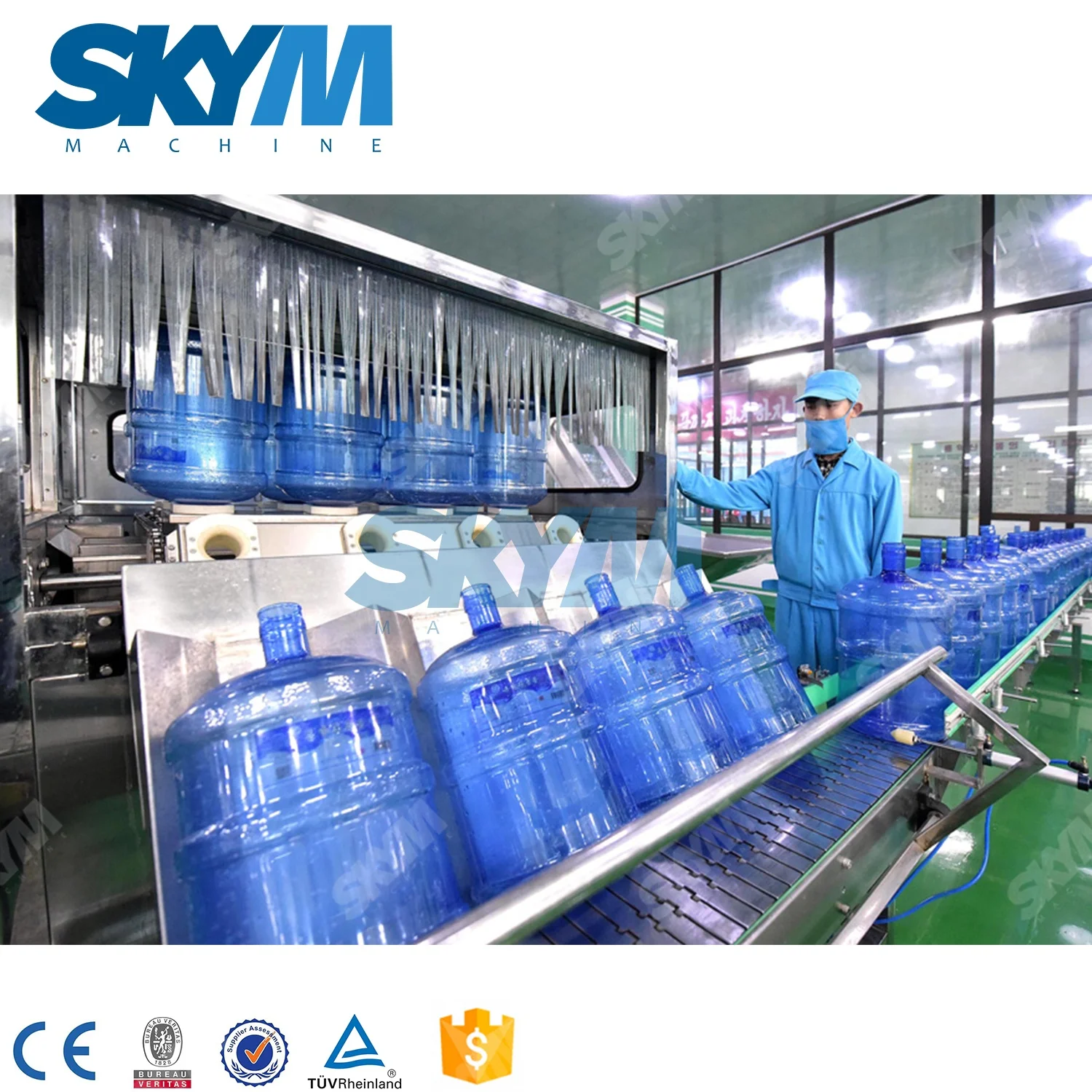 QGF-600 Fully Automatic 5 Gallon 20L Barrel Washing Filling Capping Package Filling Line Machine