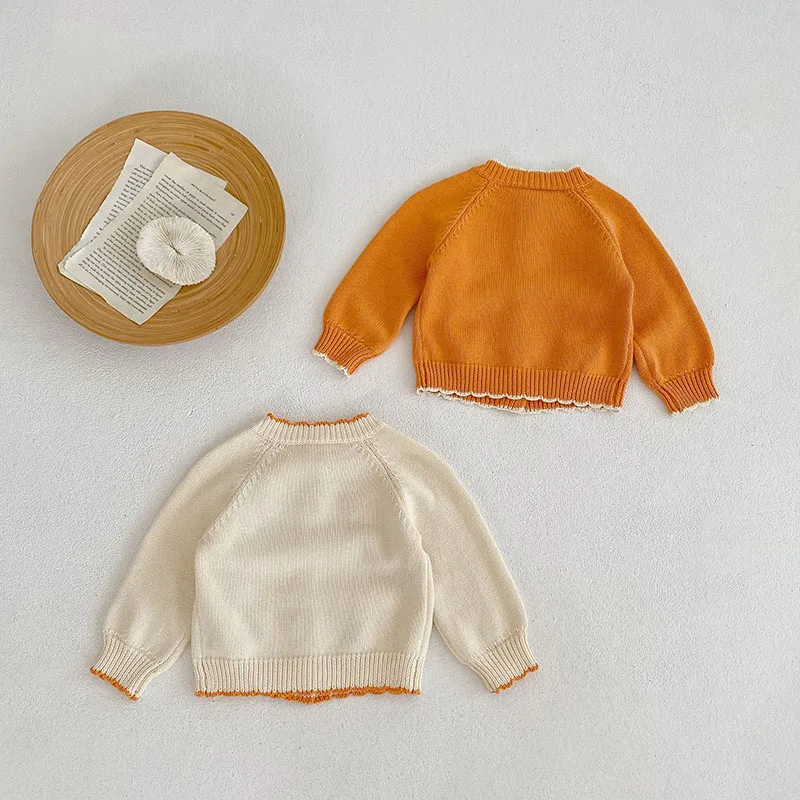 MILANCEL Autumn New Sweater Baby Cardigan Infant Girl All-match Embroidery Knitting Sweater Jacket