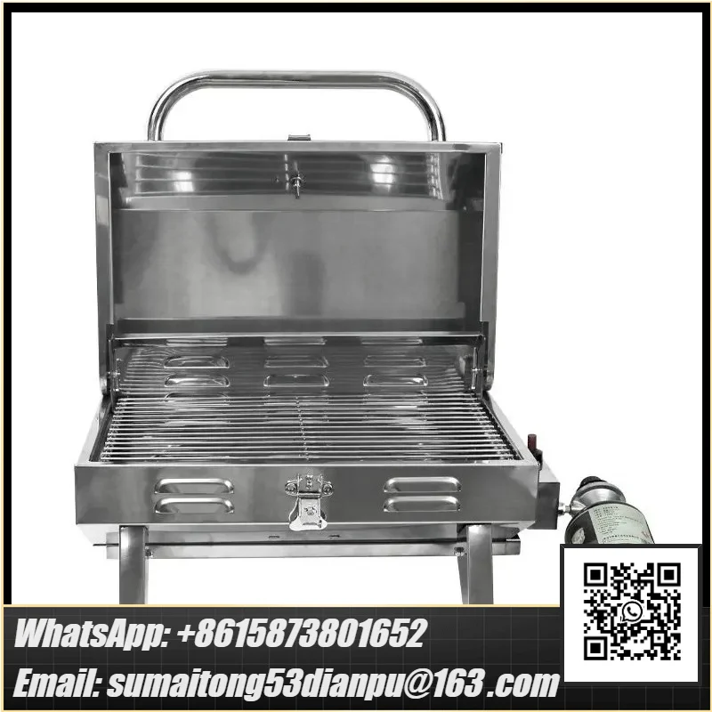 Outdoor Portable Camping Barbecue Household Gas Cassette Stove Outdoor Windproof American Barbecue Grill Picnic Stove