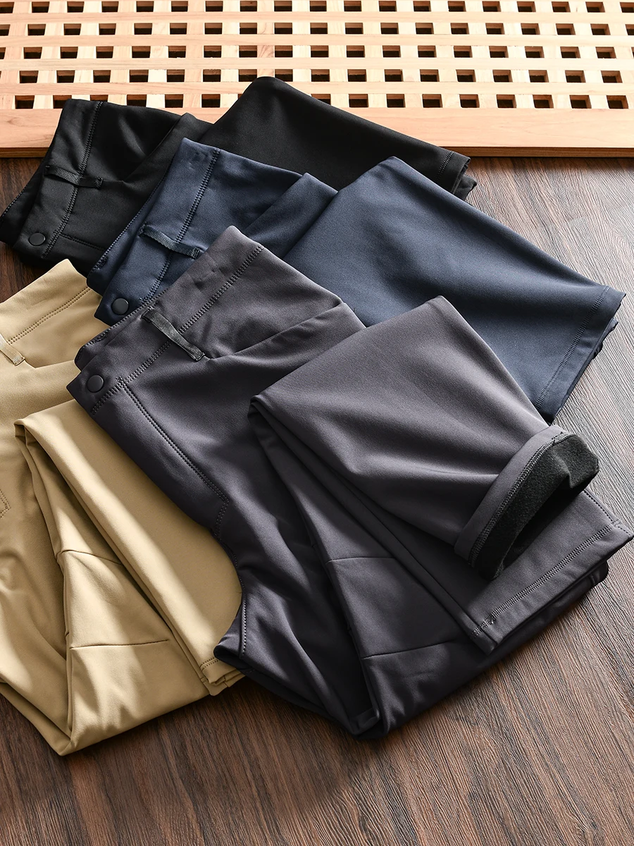 

Thickened Fleece Outdoor Soft Men's Casual Trousers Windproof Waterproof 3D Tailoring Straight Leg Fashion Urban Style