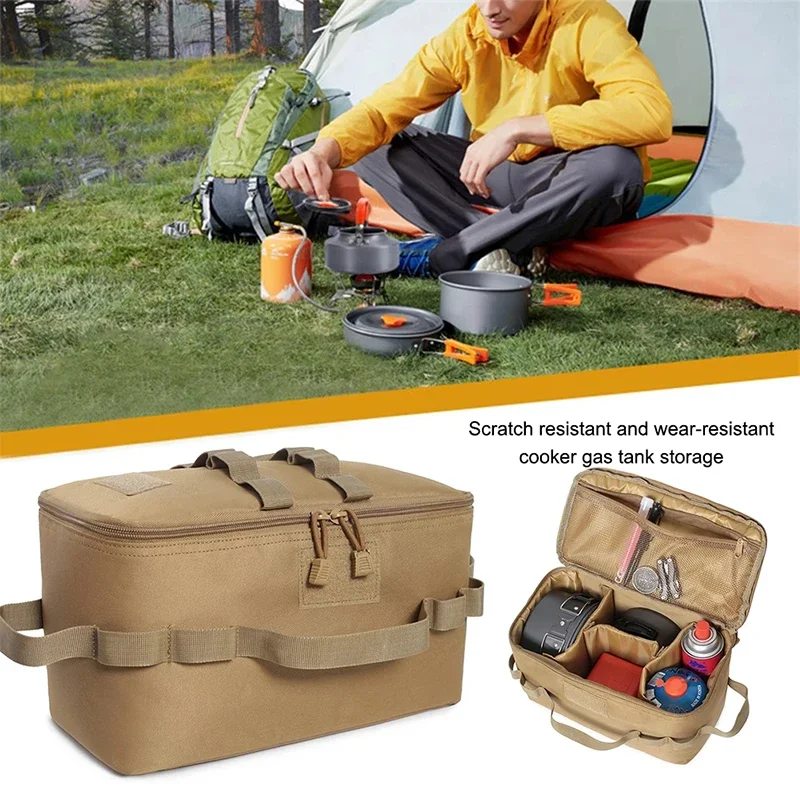 PACOONE Outdoor Camping Gas Tank Storage Bag Large Capacity Ground Nail Tool Bag Gas Canister Picnic Cookware Utensils Kit Bag