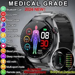 Smart Watch para Xiaomi IOS, Monitoramento de Saúde, Frequência Cardíaca, Pressão Arterial, ECG, Ácido Úrico, Sangue, Gordura, Novo, 2024