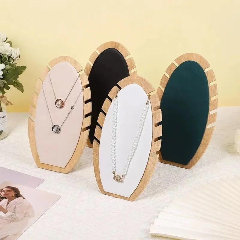 

Bamboo Wood Flame-shaped Pendant Necklace Pendant Bracelet Display Stand Upright Pendant Jewelry Necklace Storage Display Item