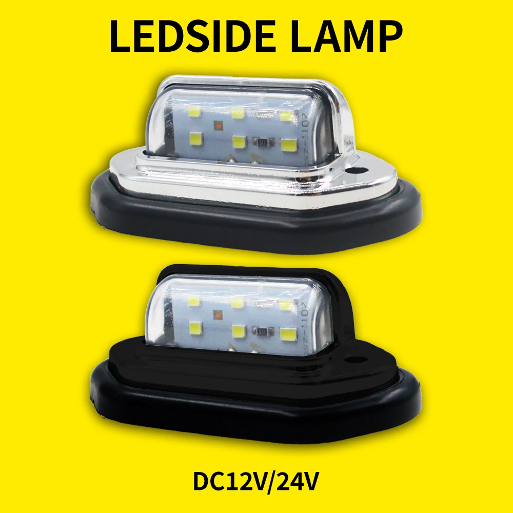 Car License Number Plate Lights 6 LED 12-24V Universal Truck RV Trailer Tail White Side Lamp Waterproof Bulb for Van Bus Trailer