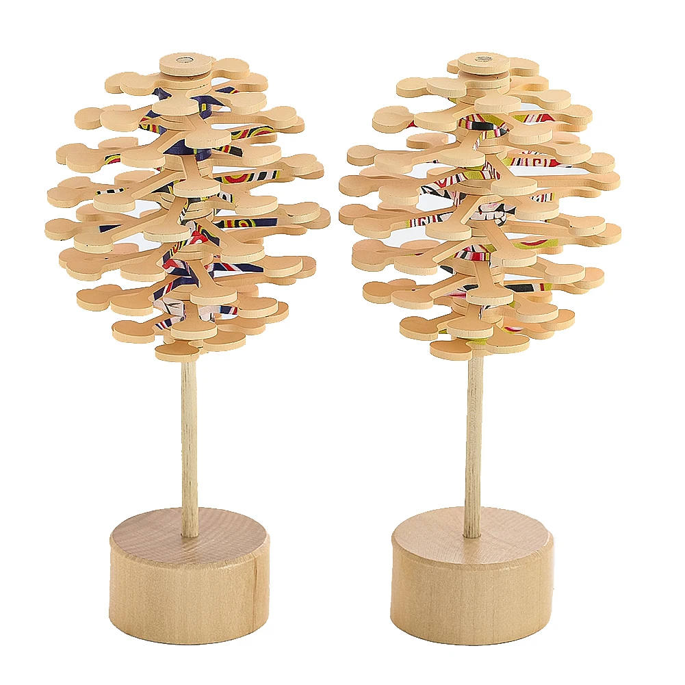 Chinese Operas Facial Wooden Helicone Spiral Lollipop Figurines Rotating Spin Magic Wand Stress Relief Fidgets Decompression Toy