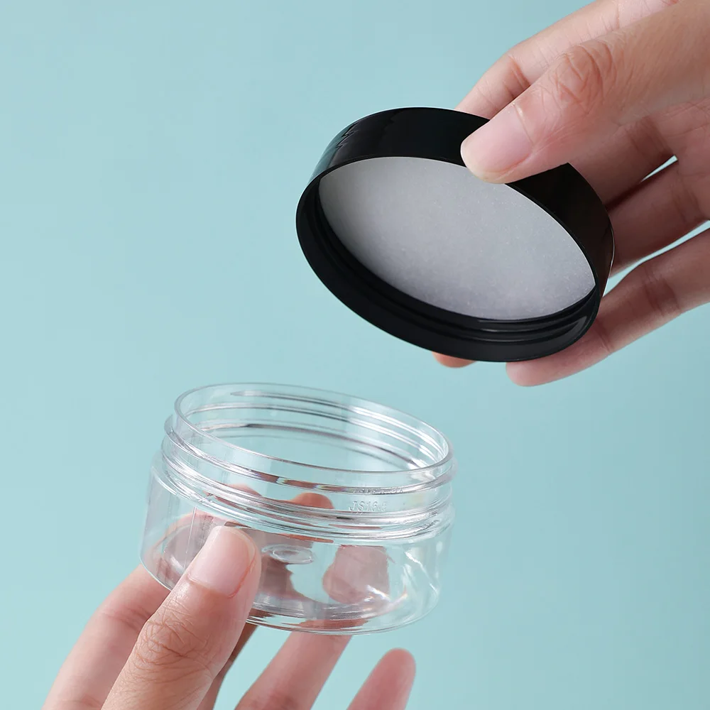 12 szt. 80ml Czarne Wieczka Przezroczyste PET Puste Słoiczki Kosmetyczne - Szczelne Pojemniki Wielokrotnego Użytku do Kremu do Twarzy, Serum pod Oczy