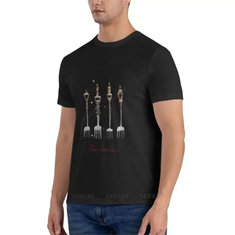 T-shirt «Four Candles fork» pour homme, vêtement esthétique, taille, motif médical