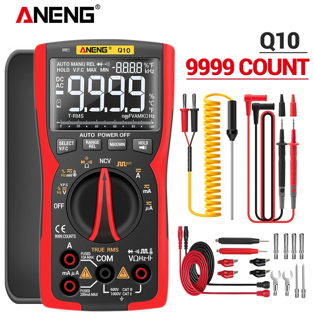 ANENG Q10 9999 Counts Digital Professional Multimeter True RMS Voltmeter Ammeter Electric Ohm Hz Diode Tester for Electrician