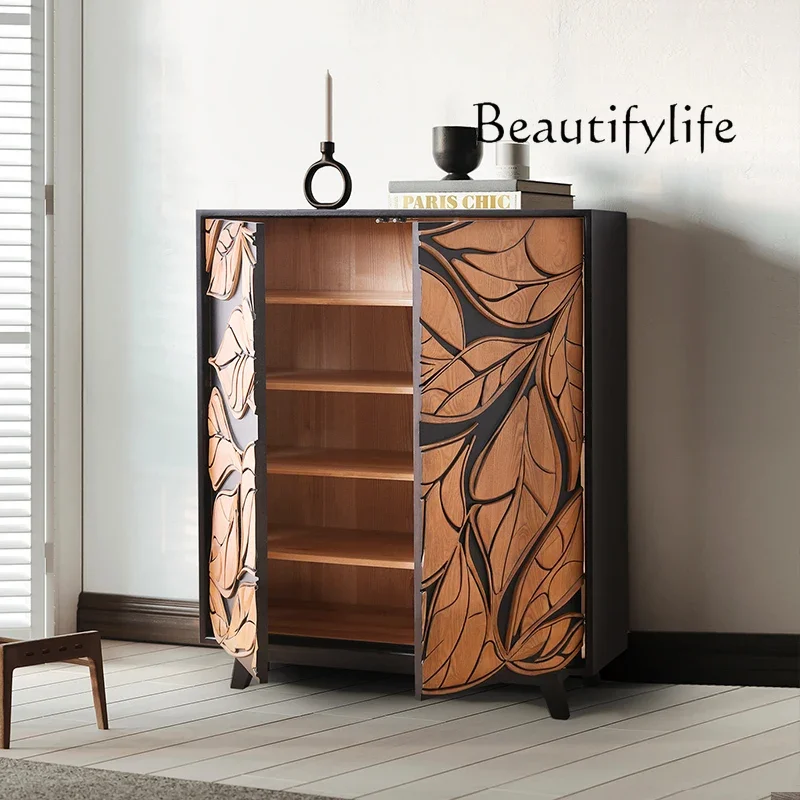 

living room furniture sets Light luxury retro solid wood porch cabinet entry antique art high-end living room side cabinet locke