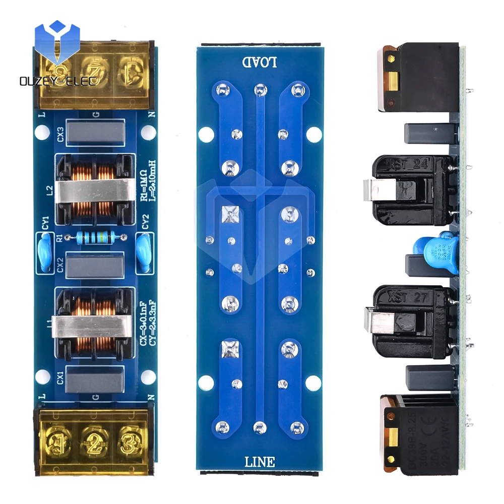 Placa de filtro de potencia 6A/25A, suministro de energía de dos etapas de alta frecuencia EMI, módulo de filtro de paso bajo, gestión de energía,