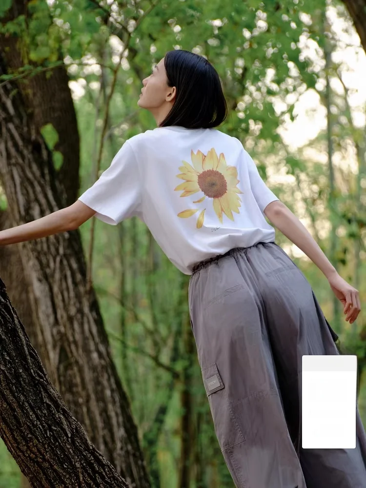 

Edition Summer New T round Ne Cotton 00% Regular Length ort Sve T-irt for Women