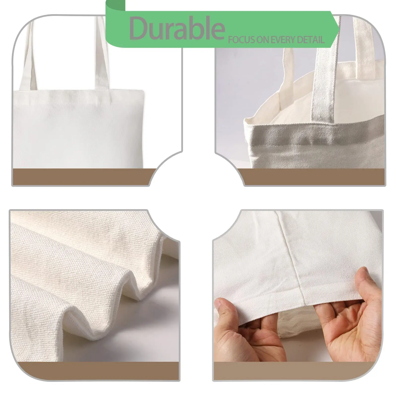 1Pcs Sublimation Canvas Tote Bags Blank Tote Bags Screen Printing Reusable Washable Bags DIY Crafting White