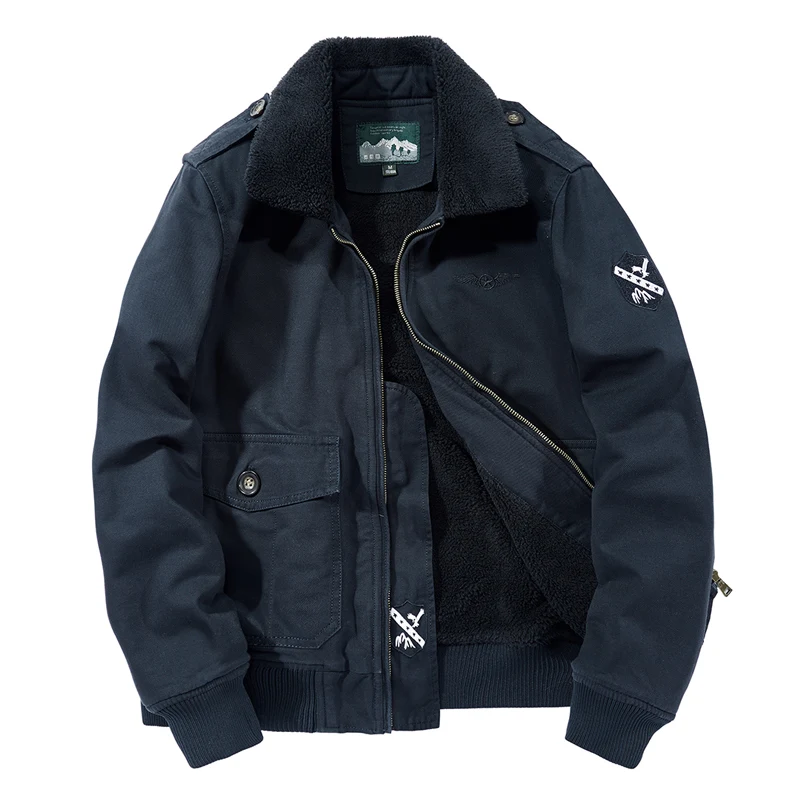 2029  Cotton-Padded Men's Fleece Jacket Thickened Cotton-Padded Jacket European Size Loose Winter Coat New Fashion Coat
