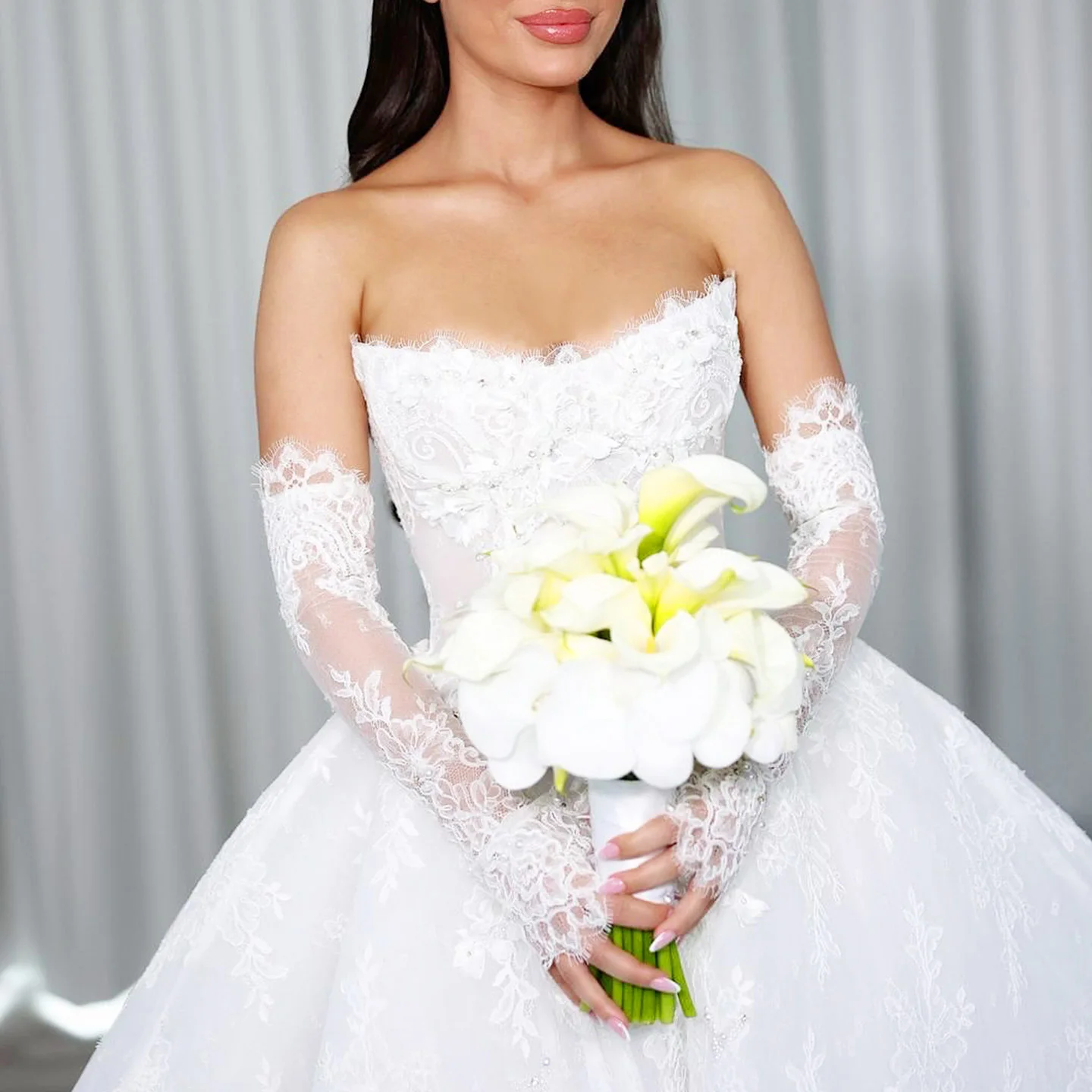 Sharon Said High-End Ball Gown Wedding Dress 3D Floral Lace with Detachable Sleeves Veil Arabic Women Bride Gowns SW594 Customie