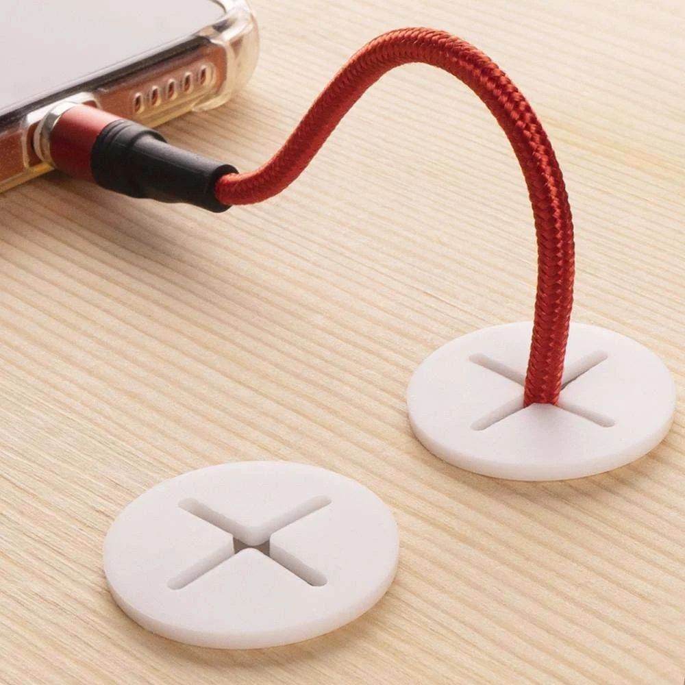 Flexible Rubber Round Cable Hole Cover 20/25mm Cable Wire Protection Organizer for Office Computer Desk Table Cable Pass Through