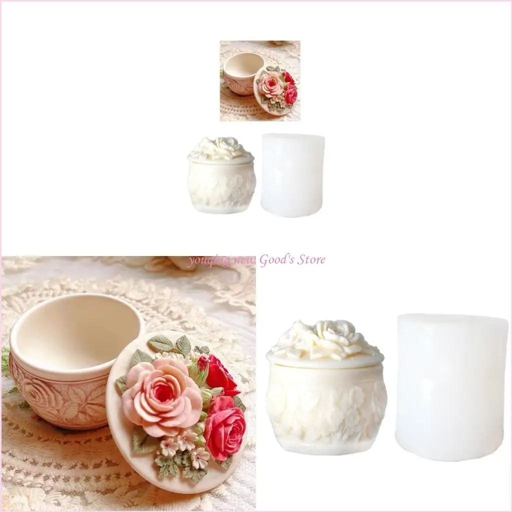 

57QA Роза Декоративная коробка для хранения Контейнерные формы Коробка для хранения Силиконовая форма для DIY