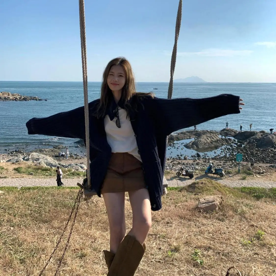 

Sweaters Jumpers Cardigans Womens Bohemios Polyester Cloth Contrast Piping Fitted Workday Korean Style Fashion Simple Soft Sweet