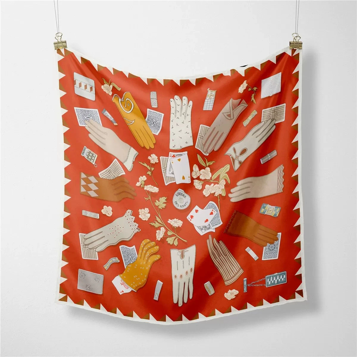 

2025 Glove Printed Headband Scarf Women 53CM Twill Silk Decorative Handkerchief Collar Scarves
