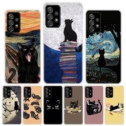 Black Cat Cartoon Cute Silicon Call Phone Case For Samsung Galaxy A51 A50 A71 A70 A41 A40 A31 A30 A21S A20E A10 A6 A7 A8 A9 Cove