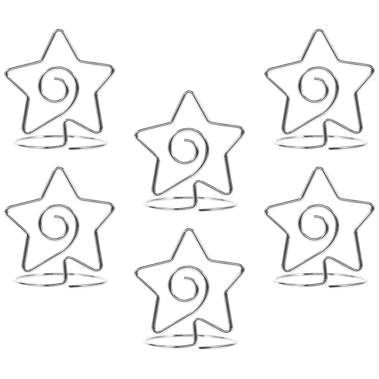6pcs Pentagram Card Placement Holders Picture Shelves Note Display s Table Number Place Photo Clips Practical Metal