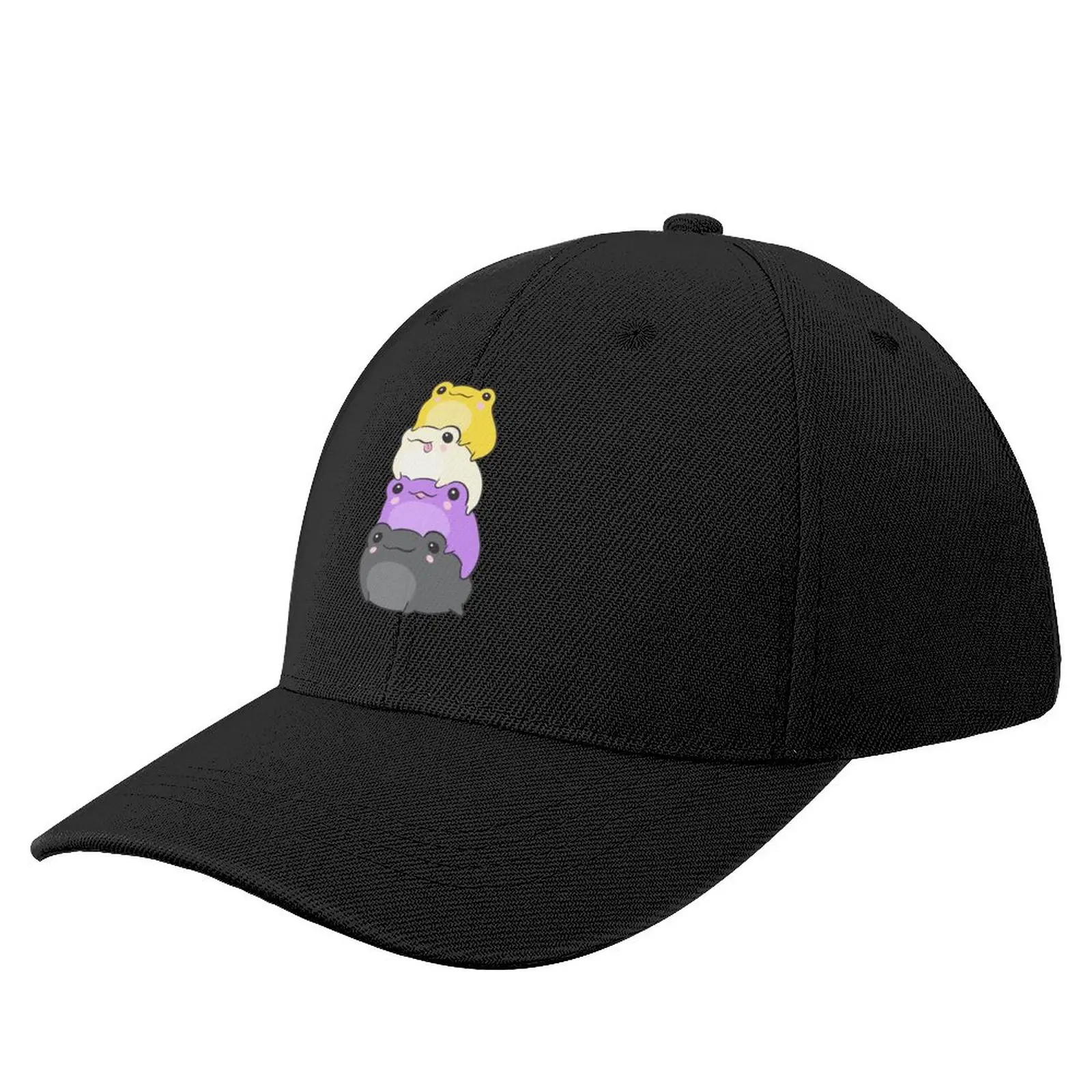 Nonbinary Pride Frog - Cute Kawaii Aesthetic Frog - Subtle Non-Binary Enby NB Pride Flag Colors Frog Pile Baseball Cap