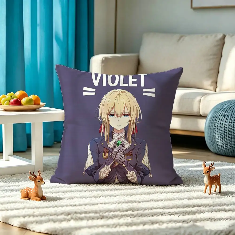 V-Violet Evergarden Square Double-Sided printed Pillow Case Bedroom Bedside Pillow Sofa Cushion Cover