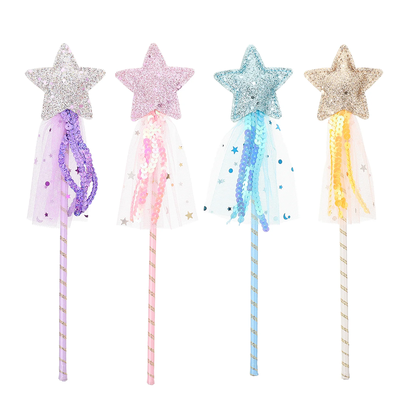 

4pcs Fairy Wand Toy Decorative Star shaped Wand Toy for Baby Girls Perfect for Imaginative Play and Costume Parties