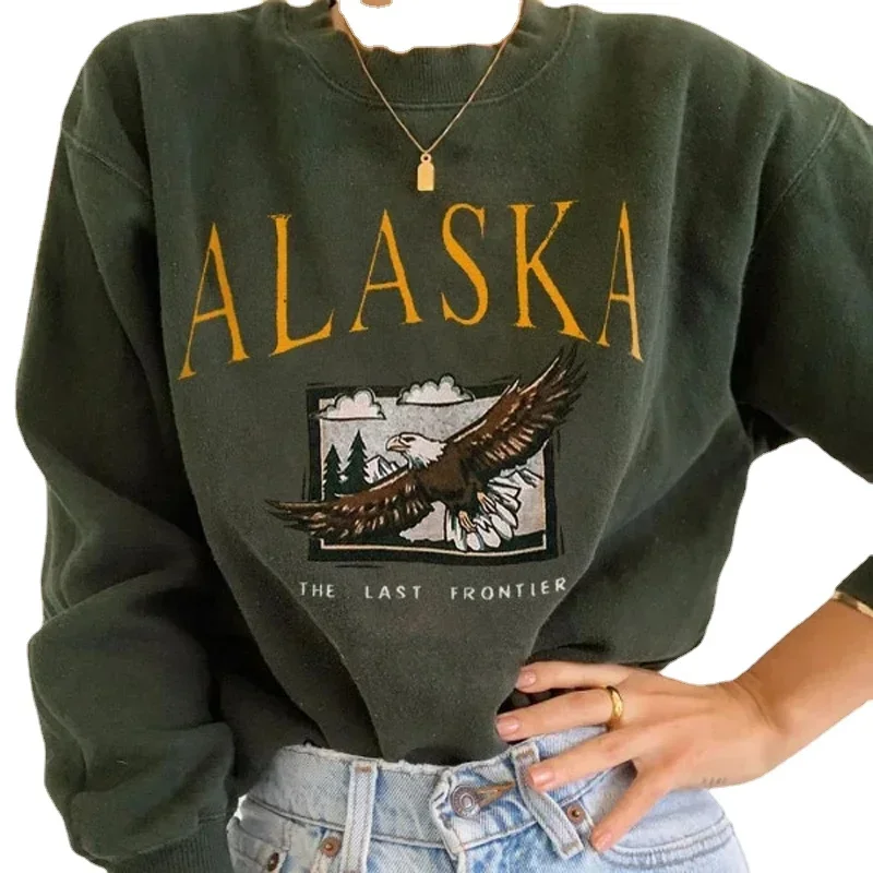 Sudaderas con capucha de lana para mujer, suéter de manga larga con cuello redondo, holgado, Estilo Vintage, S-3XL e informal, para otoño e invierno, novedad